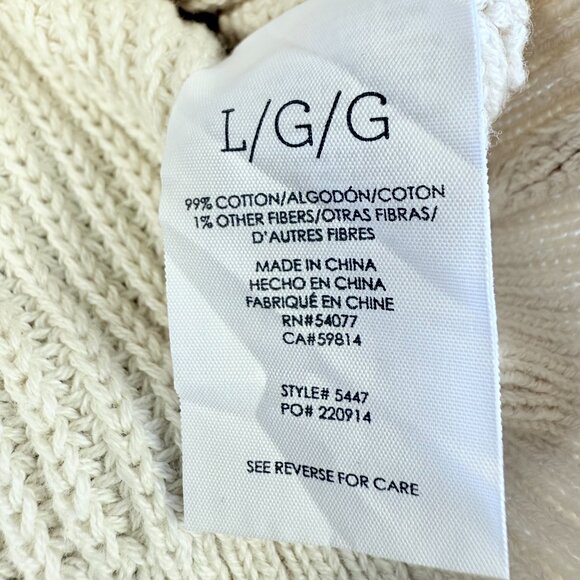 CABI Lightweight Cotton Crop Cardigan L – Cream Ribbed Knit Button‑Up Sweater - Picture 9 of 15